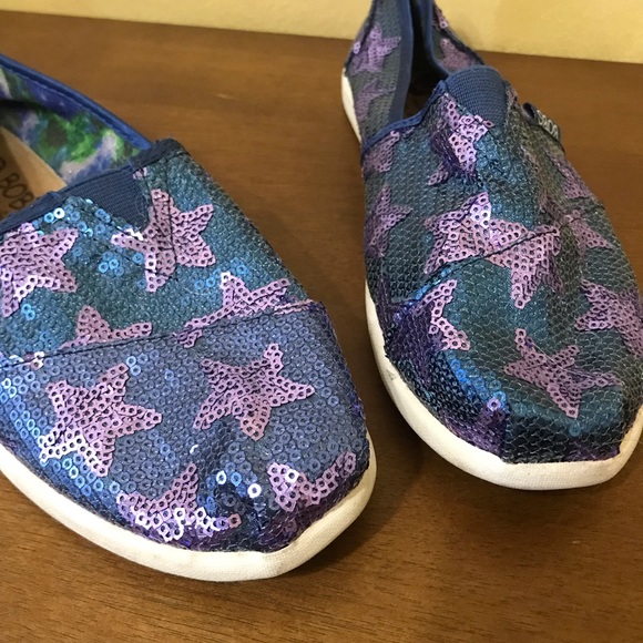 Womens Size 6.5 Blue and Purple Sequin Star Slip On Bobs - Picture 4 of 9